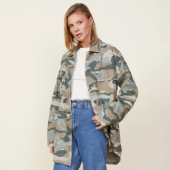 MONROW Camo Military Jacket GREENGREY Best Sale